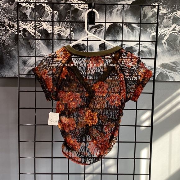 Free People Sheer Floral Crop Top - Picture 5 of 5